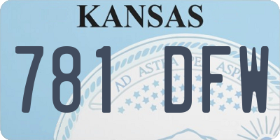KS license plate 781DFW