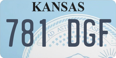 KS license plate 781DGF