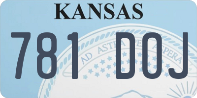 KS license plate 781DOJ