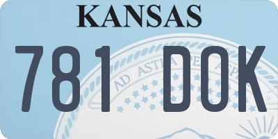 KS license plate 781DOK