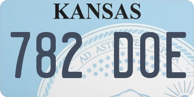 KS license plate 782DOE