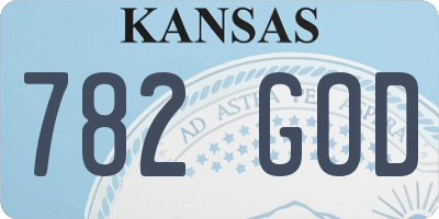 KS license plate 782GOD