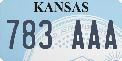 KS license plate 783AAA