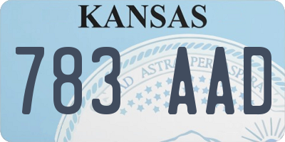 KS license plate 783AAD