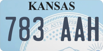 KS license plate 783AAH