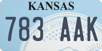 KS license plate 783AAK