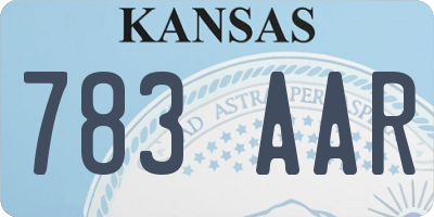 KS license plate 783AAR