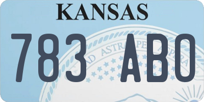 KS license plate 783ABO