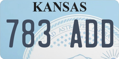 KS license plate 783ADD