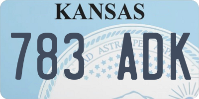 KS license plate 783ADK