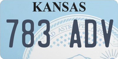 KS license plate 783ADV