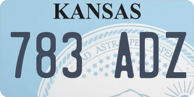 KS license plate 783ADZ