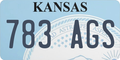 KS license plate 783AGS