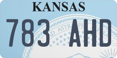 KS license plate 783AHD