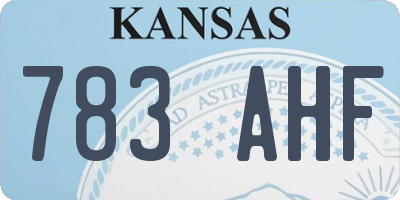 KS license plate 783AHF