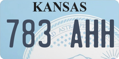 KS license plate 783AHH