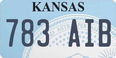 KS license plate 783AIB
