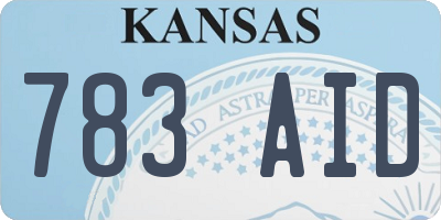 KS license plate 783AID