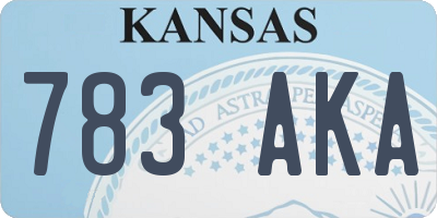 KS license plate 783AKA