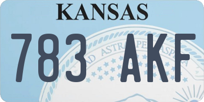 KS license plate 783AKF