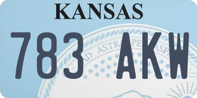 KS license plate 783AKW