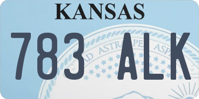 KS license plate 783ALK