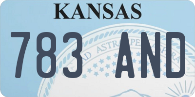 KS license plate 783AND
