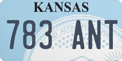 KS license plate 783ANT