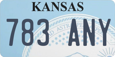 KS license plate 783ANY