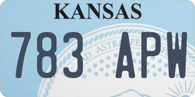 KS license plate 783APW