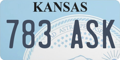 KS license plate 783ASK