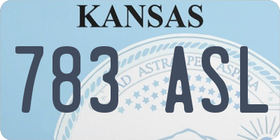 KS license plate 783ASL