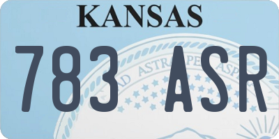 KS license plate 783ASR
