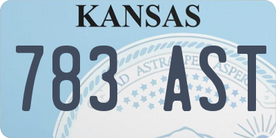 KS license plate 783AST