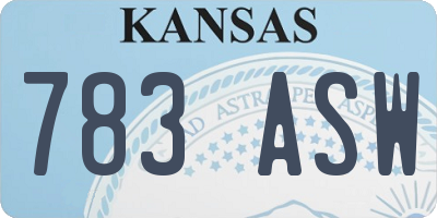 KS license plate 783ASW