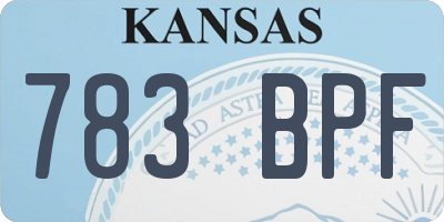 KS license plate 783BPF