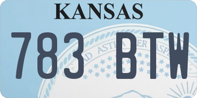 KS license plate 783BTW