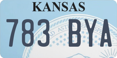KS license plate 783BYA