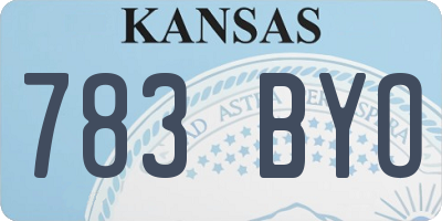 KS license plate 783BYO