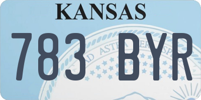 KS license plate 783BYR