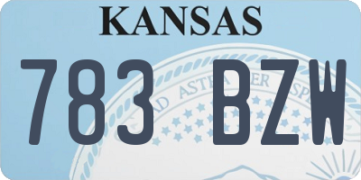KS license plate 783BZW