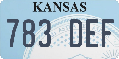 KS license plate 783DEF