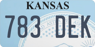 KS license plate 783DEK