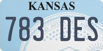 KS license plate 783DES