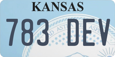 KS license plate 783DEV