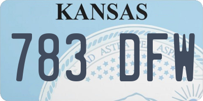 KS license plate 783DFW