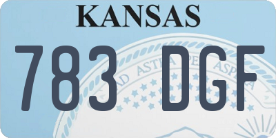 KS license plate 783DGF