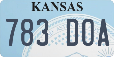 KS license plate 783DOA