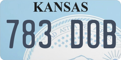 KS license plate 783DOB