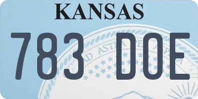 KS license plate 783DOE